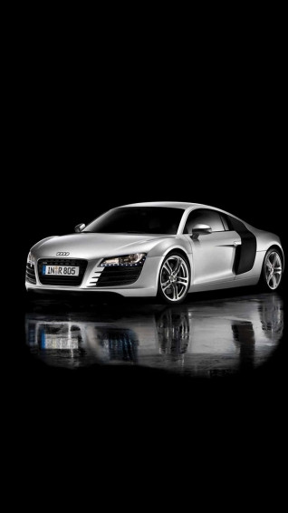 Audi R8 White On Black Background iPhone Wallpaper
