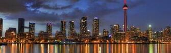 Wallpaper Lake Ontario Toronto Canada City Night Skyscrapers