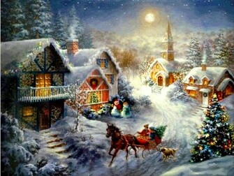 HD Wallpaper Village Christnightwallp Christmas Photography Desktop