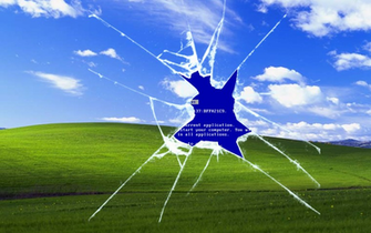 Bluescreen Under Broken Glass Wallpaper
