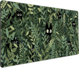 Amazon Cute Anime Cats Desk Mat Green Leaves Kawaii Mousepad