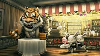 Cartoons Food Wallpaper Restaurant 3d