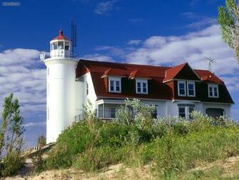 Point Betsie Lighthouse Frankfort Michigan Desktop Wallpaper Nr