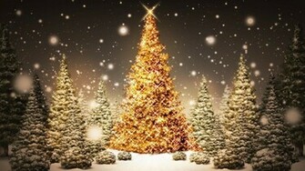 Trees Wood Card Snow Night Holiday Wallpaper Background