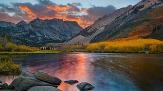 Winter Snow Mountains Sunset Sunrise Sky HDr Autumn Fall Wallpaper