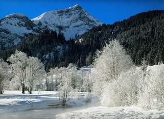 Snowy Mountain Scenic Wallpaper Image Featuring Snow