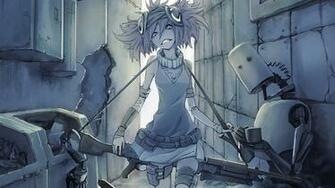 Warrior Girl Anime Blue Gray Gun Robot Sexy