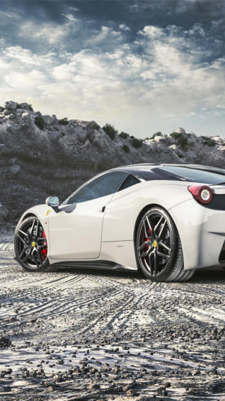 White Ferrari iPhone Wallpaper