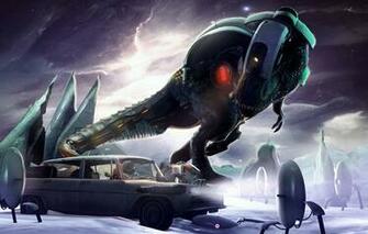 Wallpaper T Rex Tyrannosaurus Portal Fan Art Dinosaur Car
