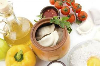 Olive Oil Garnish Pot Dumplings Sweet Pepper Wallpaper