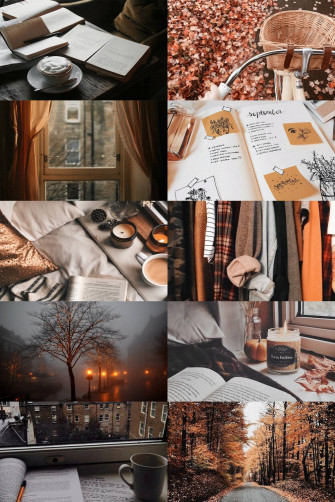 Autumn Inspired Study Aesthetic Collage Wallpaper