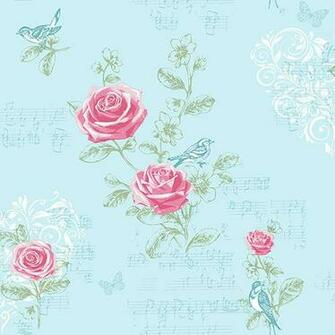 Duck Egg Jenny Wren Wallpaper M0833 Shabby Chic Chintz