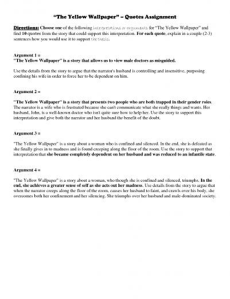 The Yellow Wallpaper Quotes Assignment
