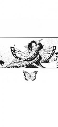 Shinobu Wallpaper Ver Black And White Pink