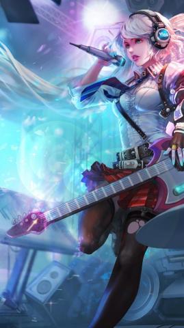Anime Girl Singing Guitar Phone HD Wallpaper Image