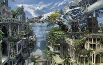 Overgrown White City Wallpaper Fantasy