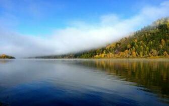 Foggy Mountain By The Lake Wallpaper Nature