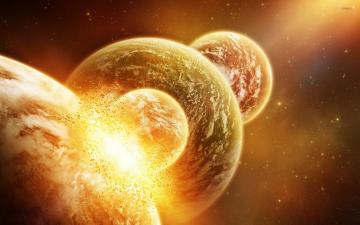Planet Collision Wallpaper Fantasy