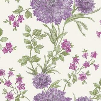 Flower Pattern Floral Motif Traditional Metallic Wallpaper