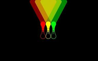 Light Bulbs Red Yellow Green Flowers Background Black Minimalism