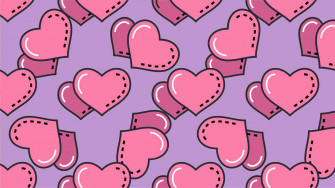 Cute Valentines Pink Hearts On Purple Picture Wallpaper