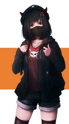 Devil Horns Urban Anime Girl Wallpaper Edgy