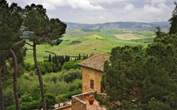 Wallpaper Pienza Tuscany Italy Hill House Villa Tree