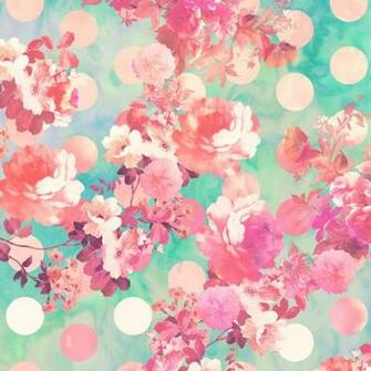 Romantic Pink Retro Floral Pattern Teal Polka Dots Art Print By Girly