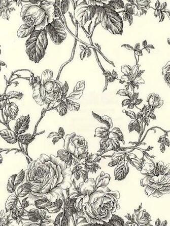 Black White Cream Toile Floral Vine Wallpaper Prepasted Vinyl Washable