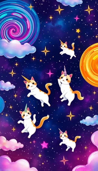 Cats Unicorns And Galaxies Wallpaper