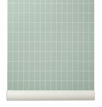 Home Grid Wallpaper Light Green White 05mx0 53m Ferm Living