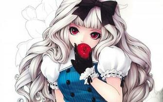 Wallpaper Anime Girl With Long Hair Eat An