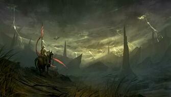 Wallpaper Art Fantasy Equestrian Horse Landscape Lightning Dragon