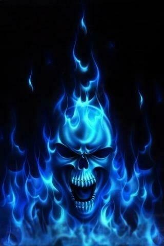 Blue Flaming Skull iPhone Wallpaper Idesign