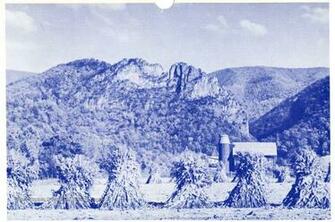 Farm Scene With Seneca Rocks In Background Pendleton County W