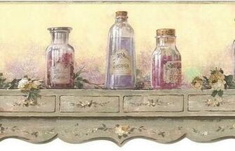 Apothecary Bath Shelf Vintage Country Wall Border Wallpaper Borders
