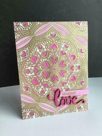 Sending Love Cora Background In Pinks Embossed Cards Simon