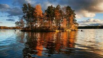 Lake Trees Autumn Fall Reflection Wallpaper