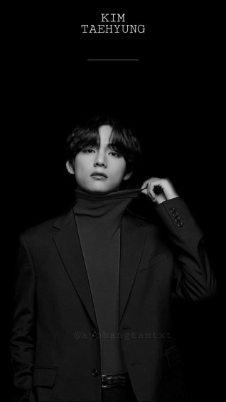 Kim Taehyung Dark Wallpaper With Text Bts