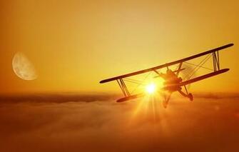 Wallpaper Flight The Plane Silhouette Bokeh Biplane