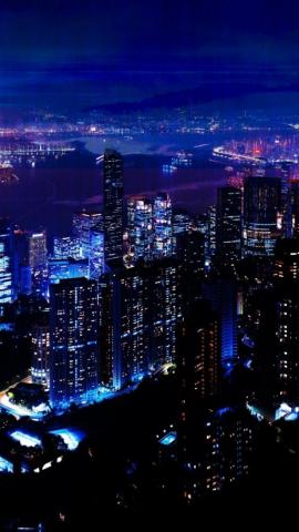 Night City Sky Skyscrapers iPhone 5s Wallpaper Lights