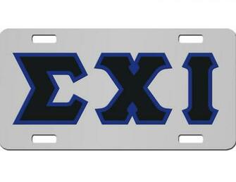 Sigma Chi Iota License Plate Description Chrome Mirrored