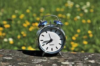 HD Wallpaper Silver Colored Analog Alarm Clock On Top Of Brown