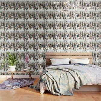 Feathers And Crystals In Aztec Style Wallpaper By Christineiris