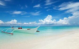 Sea Beach Thailand Boat Summer Blue Sky Landscape Wallpaper