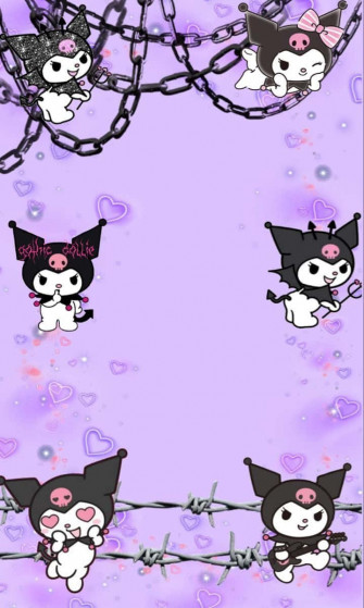 Kuromi iPhone Purple Aesthetic Chains Wallpaper