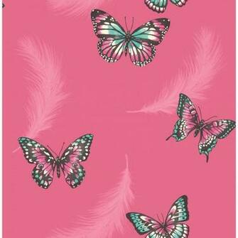 Fine Decor Butterflies Feather Wallpaper Pink Love