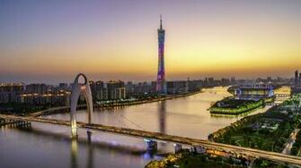 Wallpaper Beautiful Guangzhou Canton Tower Bridge River