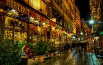 Wallpaper Night The City Street France Europe Restaurant