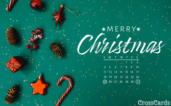 December Merry Christmas Desktop Calendar